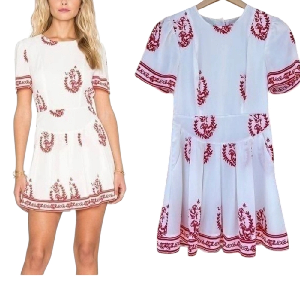 Tularosa Women White Red Short Mini  Dress Size S